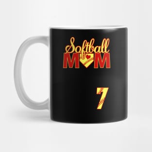 Softball Mom #7 Jersey Favorite Player Biggest Fan Heart Seven Mug